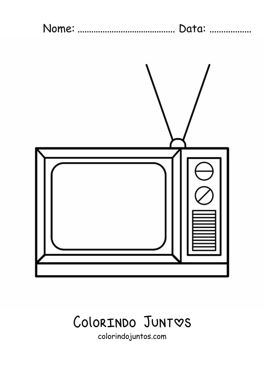 Desenho para colorir de uma televisao velha