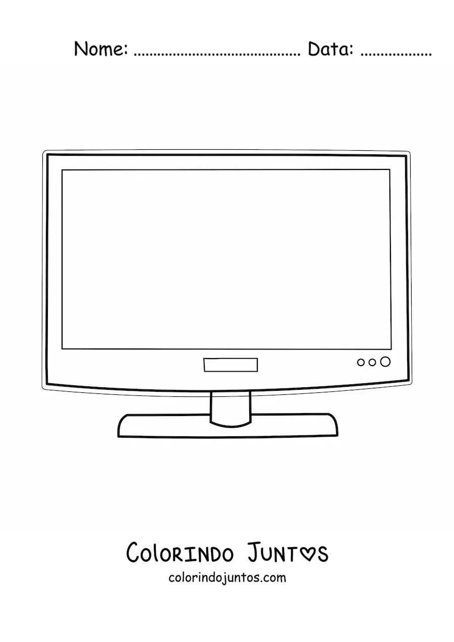 Desenho para colorir de uma televisao moderna de tela plana