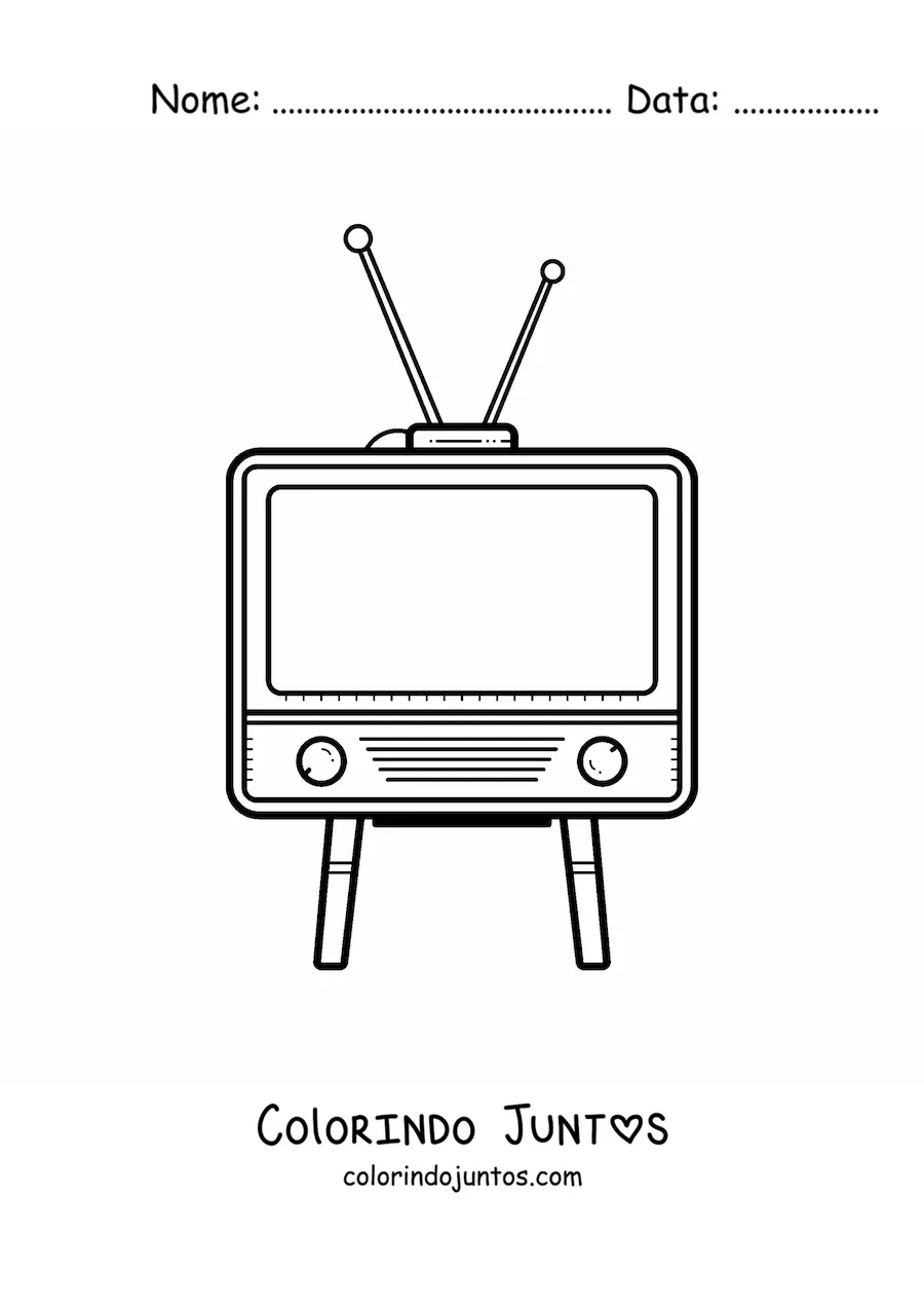 Desenho para colorir de uma televisao de antigamente