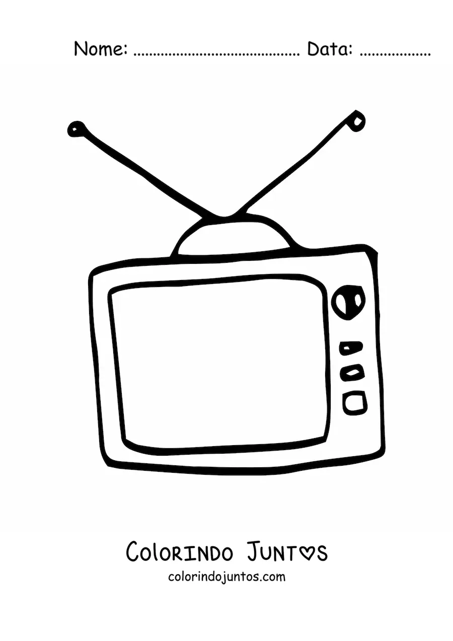 Desenho para colorir de uma televisao de tela quadrada