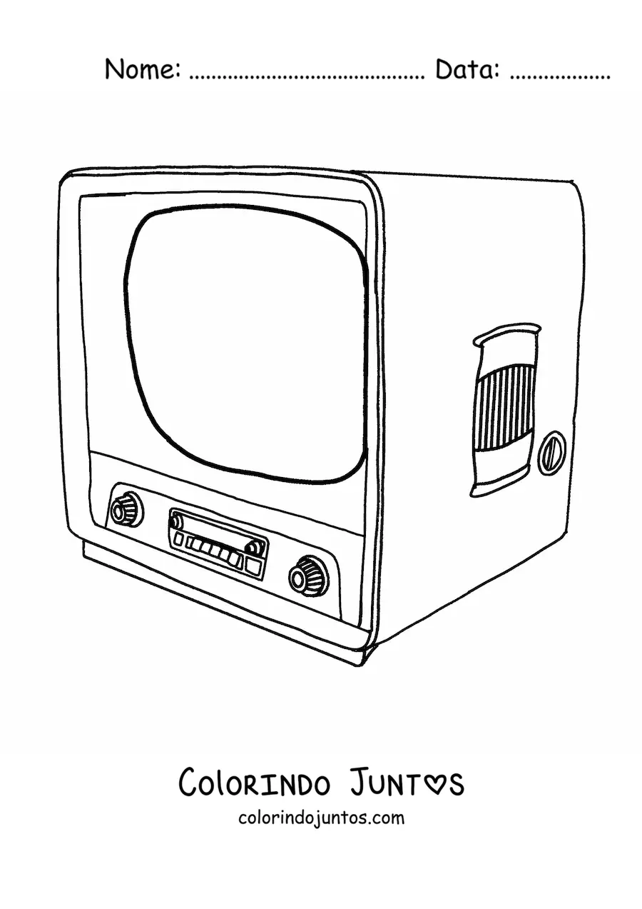 Desenho para colorir de uma televisao vintage