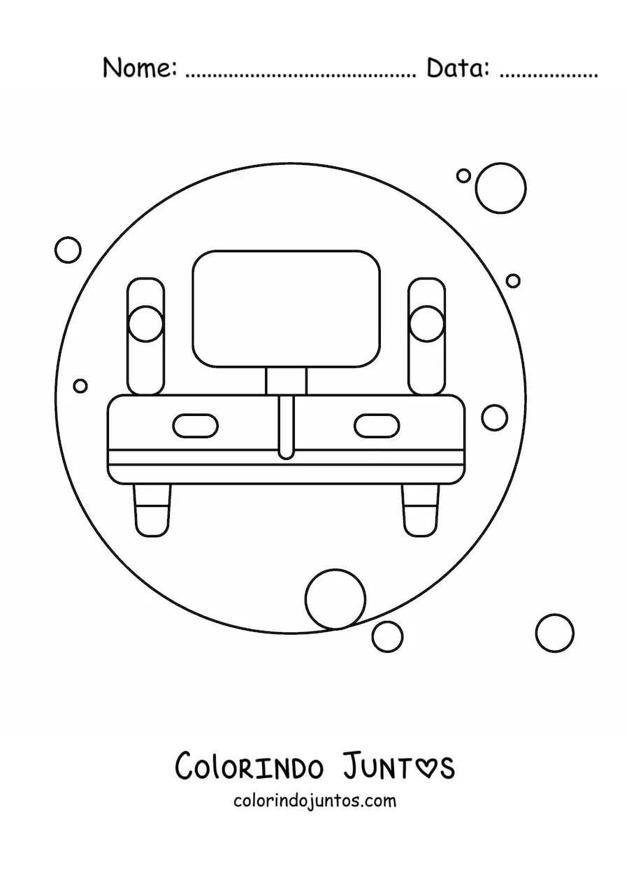 Desenho para colorir de um movel com televisao