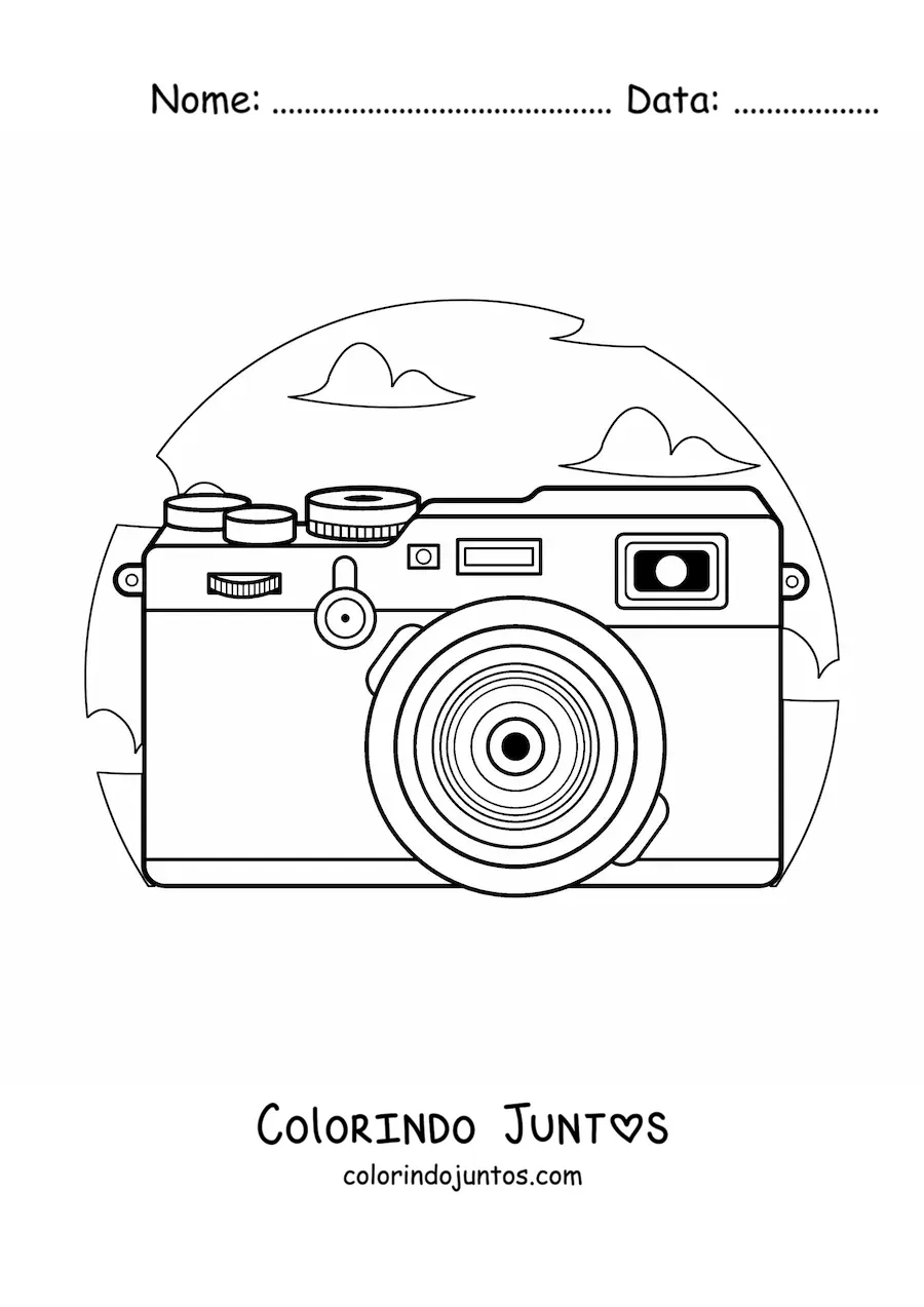 Desenho para colorir de uma camera fotografica