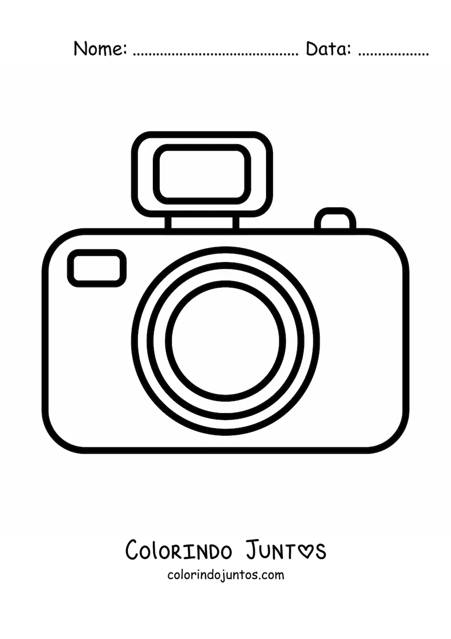 Desenho para colorir de uma camera com flash