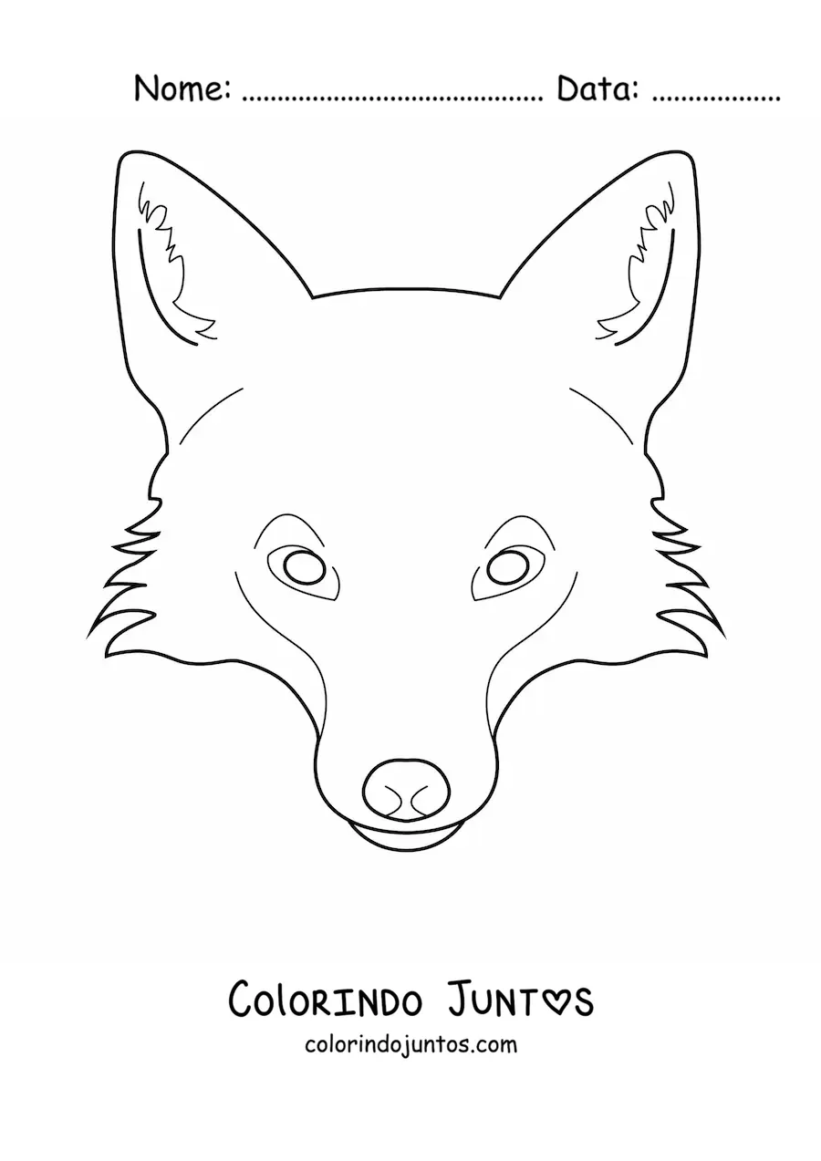 Desenho para colorir do rosto de uma raposa selvagem