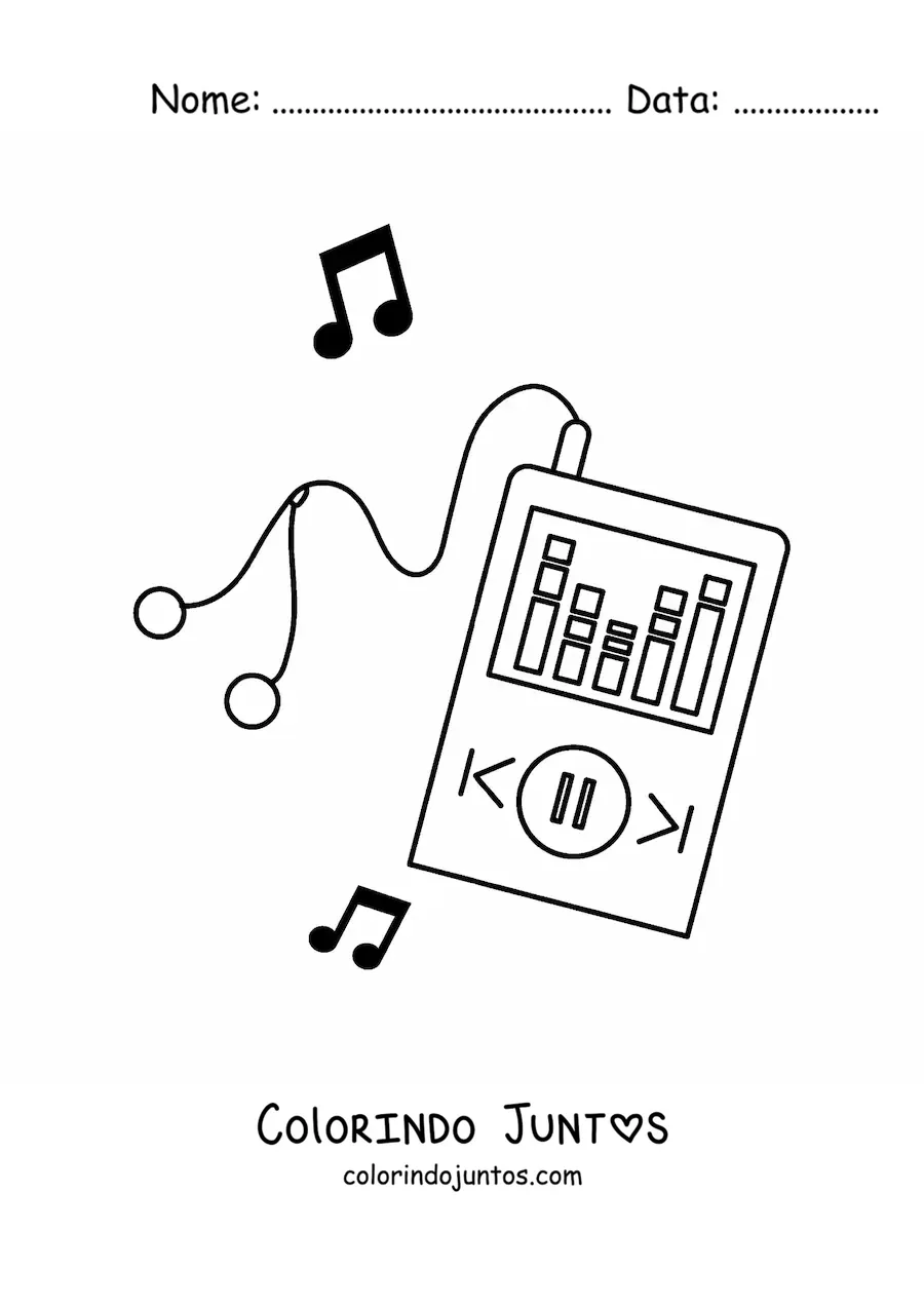 Desenho para colorir de um tocador de musica
