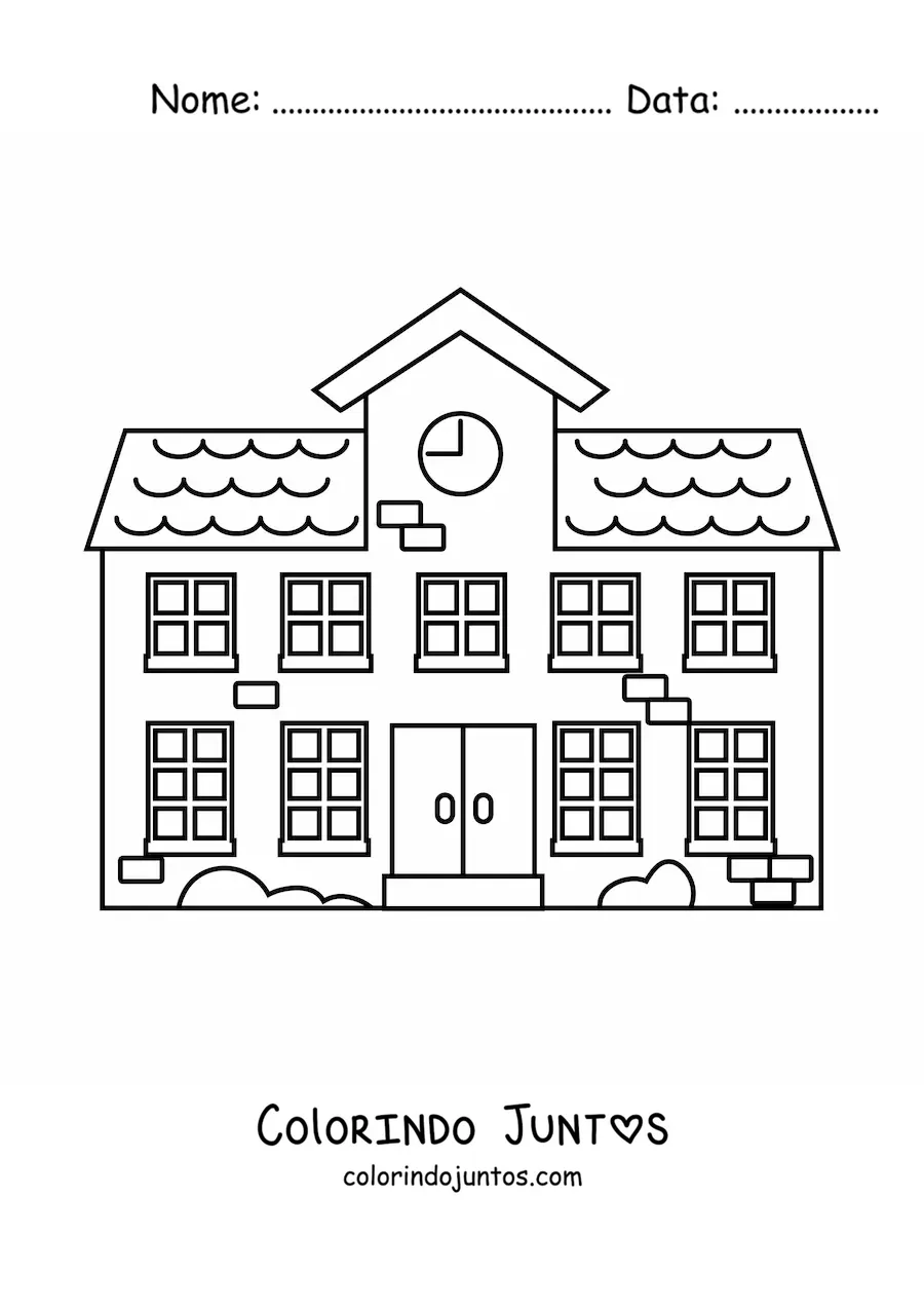 Desenho para colorir de uma escola primaria bonita