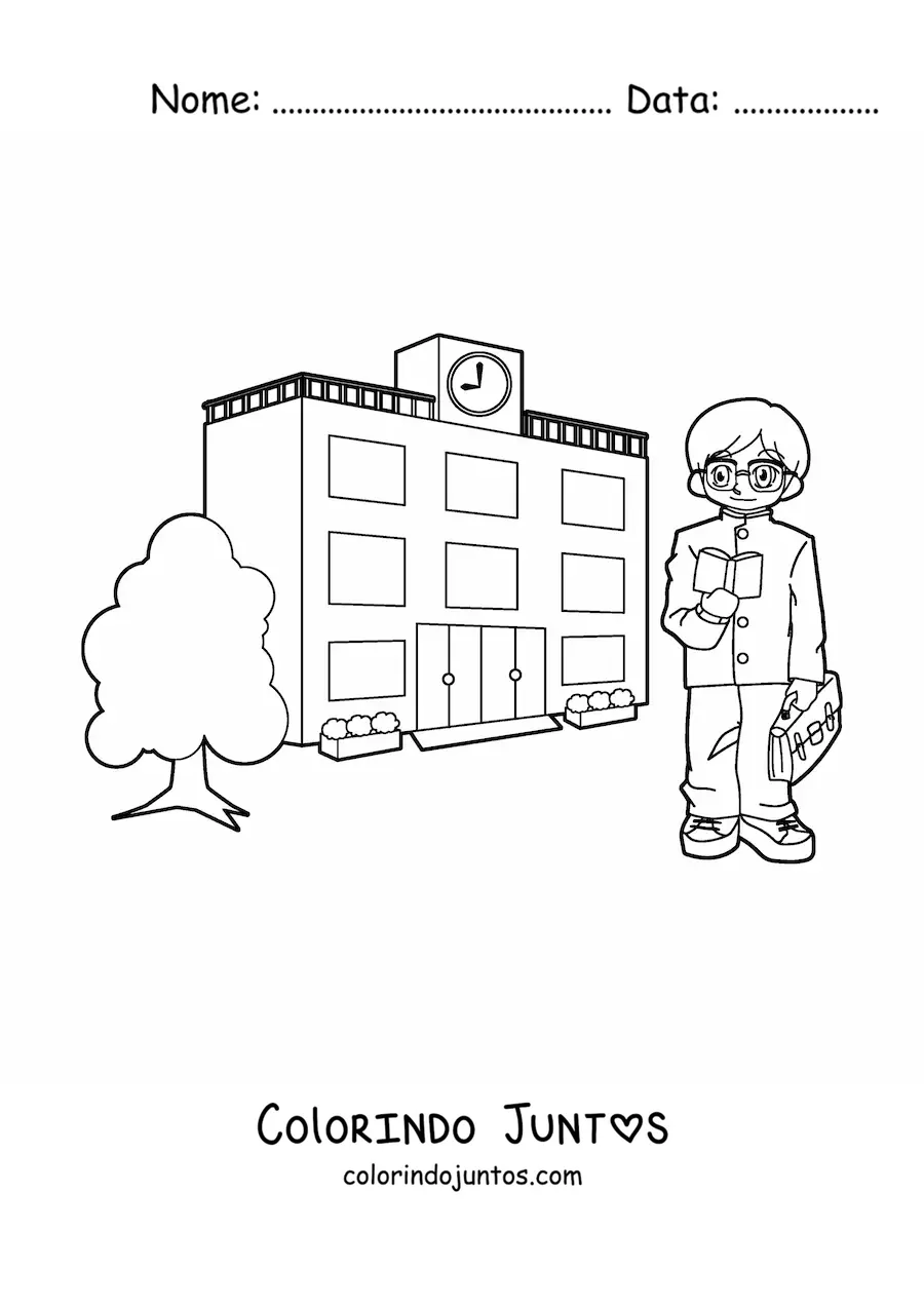 Desenho para colorir de um professor na escola