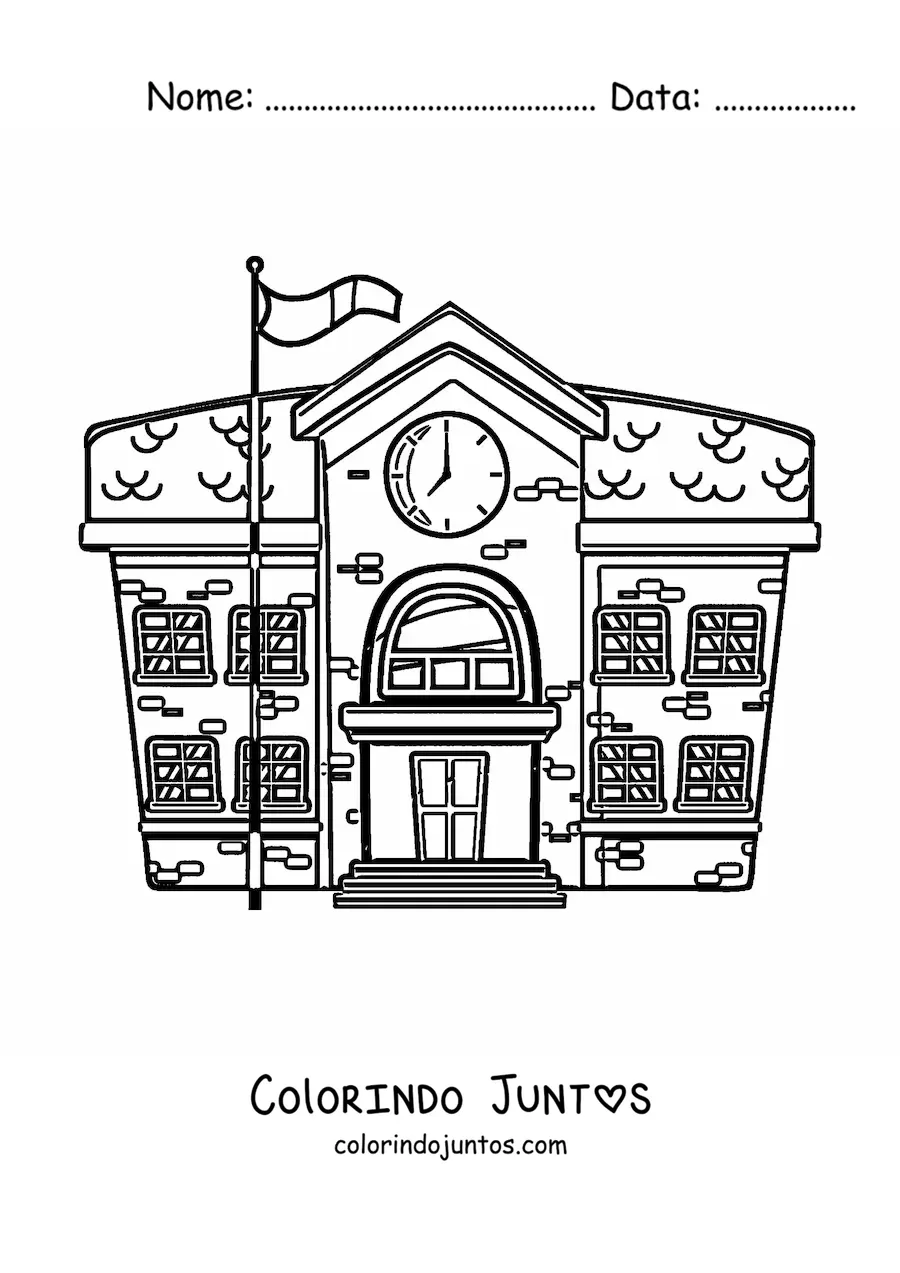 Desenho para colorir de uma escola grande