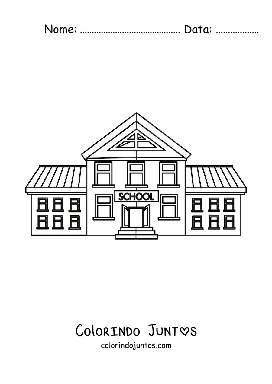 Desenho para colorir de um colegio grande