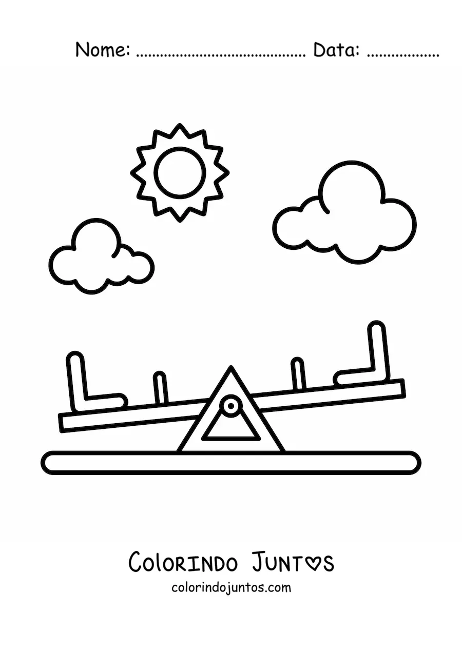 Desenho para colorir de uma gangorra do parquinho infantil