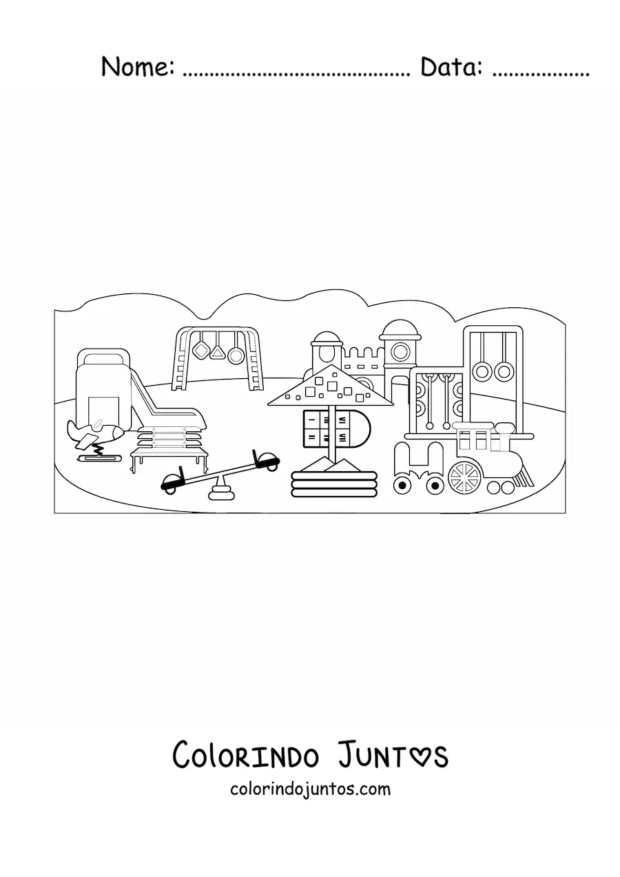 Desenho para colorir de um parquinho