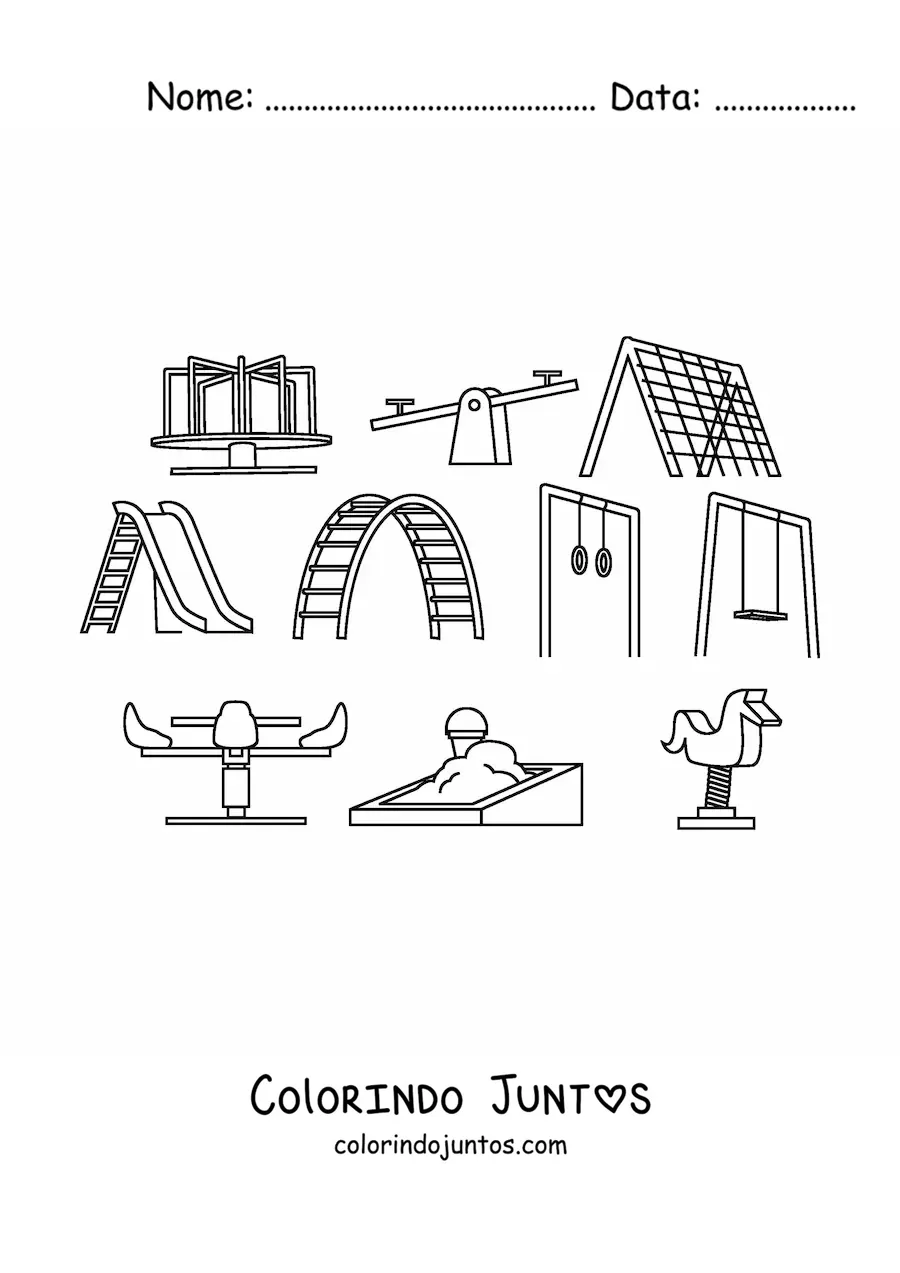 Desenho para colorir de um parque para crianças