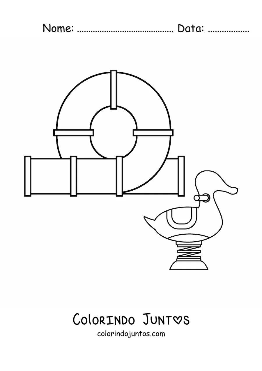 Desenho para colorir dos brinquedos de um parquinho infantil