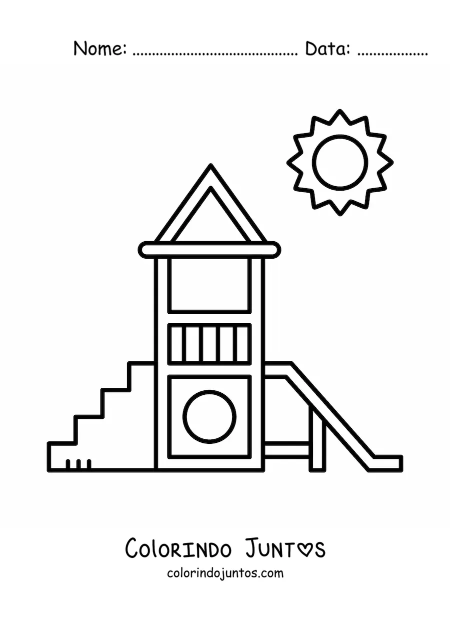 Desenho para colorir de um parquinho simples