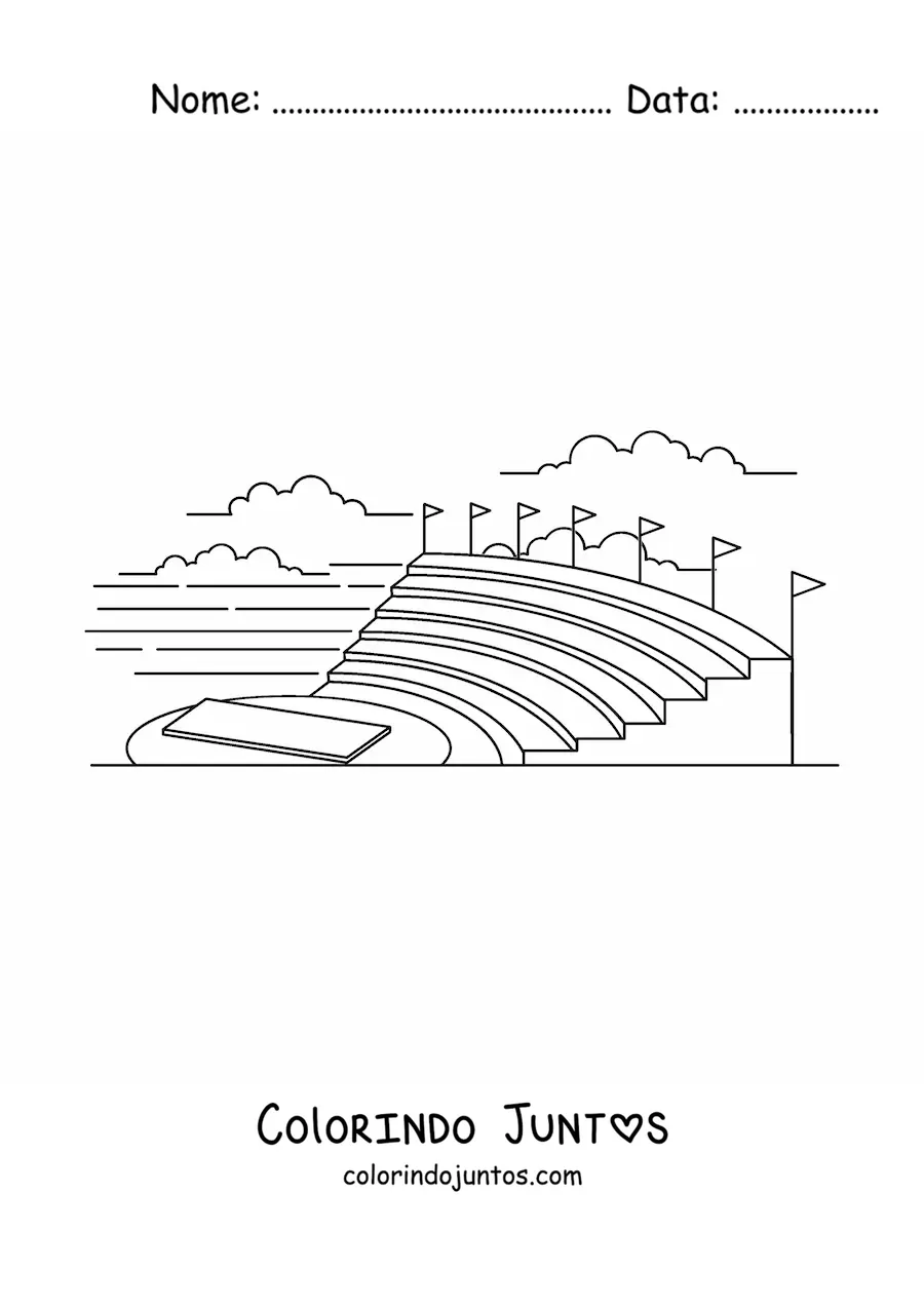 Desenho para colorir da estrutura de um teatro grego