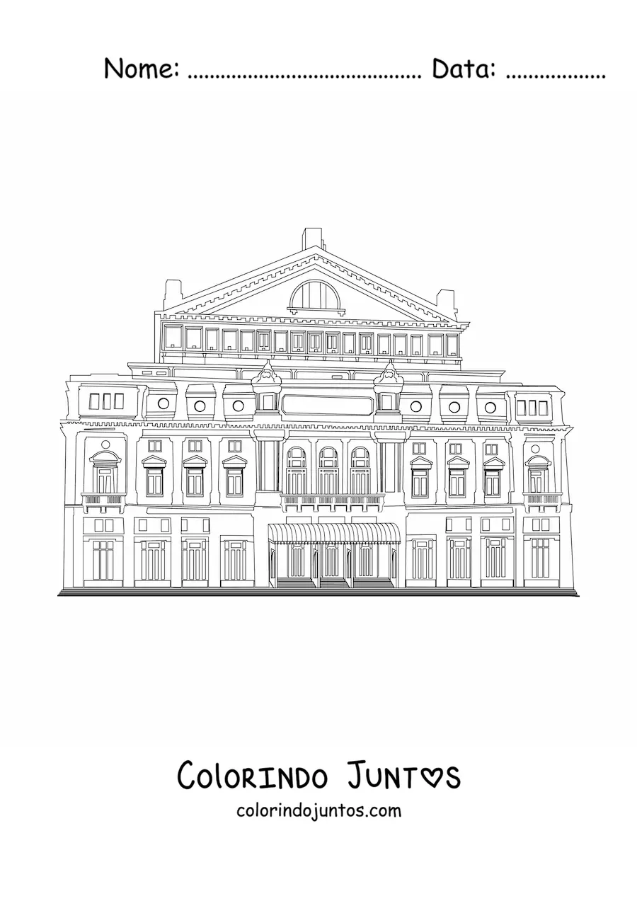 Desenho para colorir do edifício do Teatro Colón de Buenos Aires