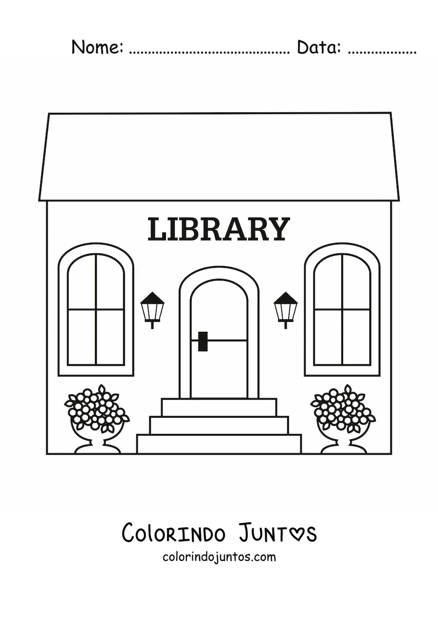 Desenho para colorir de uma biblioteca