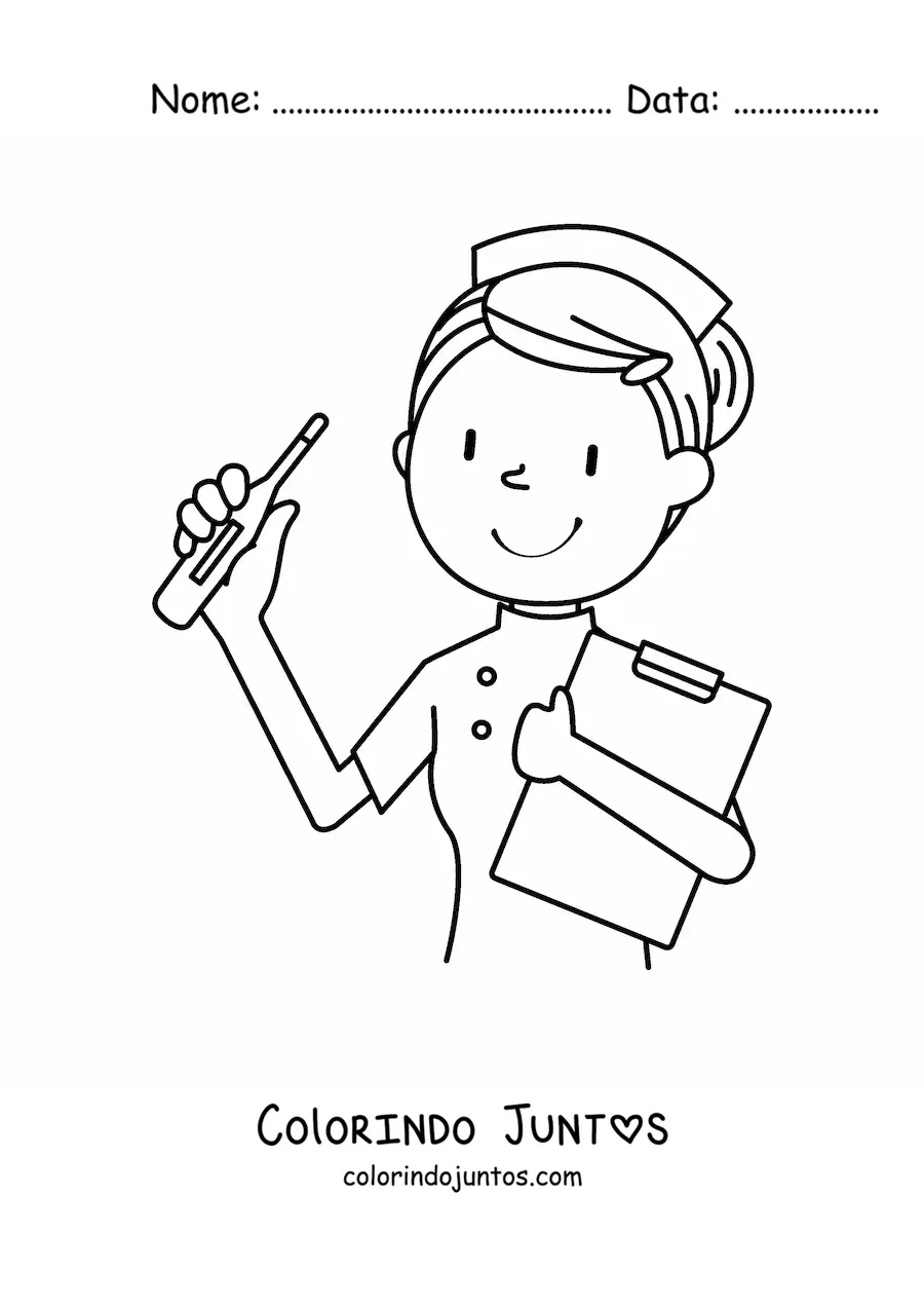 Desenho para colorir de uma enfermeira kawaii