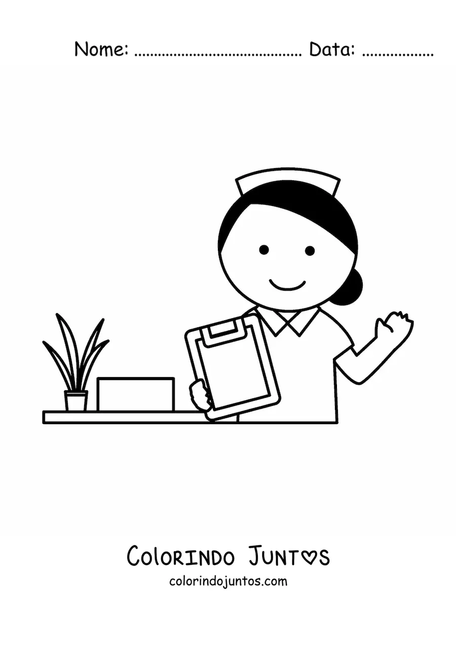 Desenho para colorir de uma enfermeira do hospital