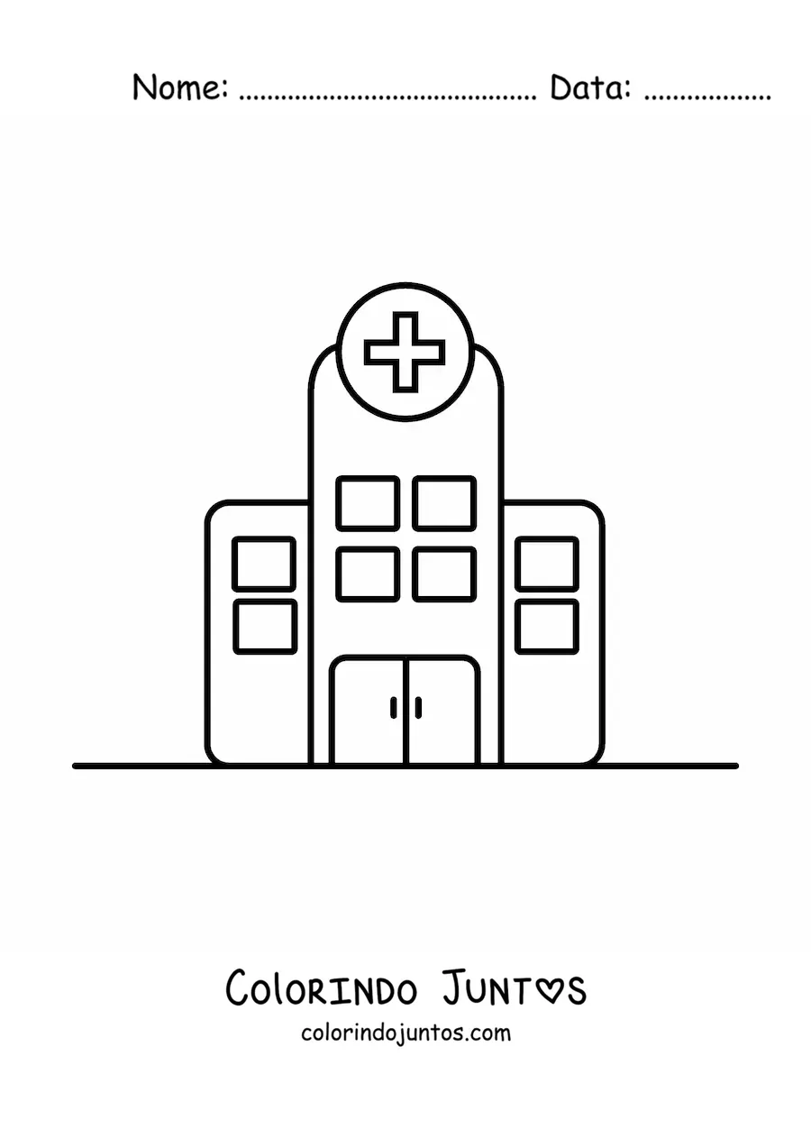 Desenho para colorir de um hospital pequeno