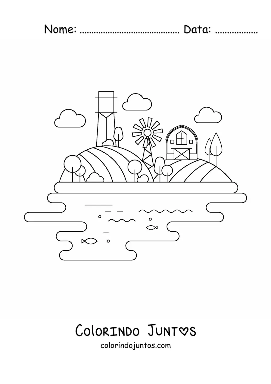 Desenho para colorir de uma fazenda