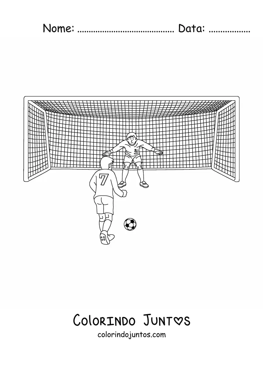 Desenho para colorir de uma partida de futebol