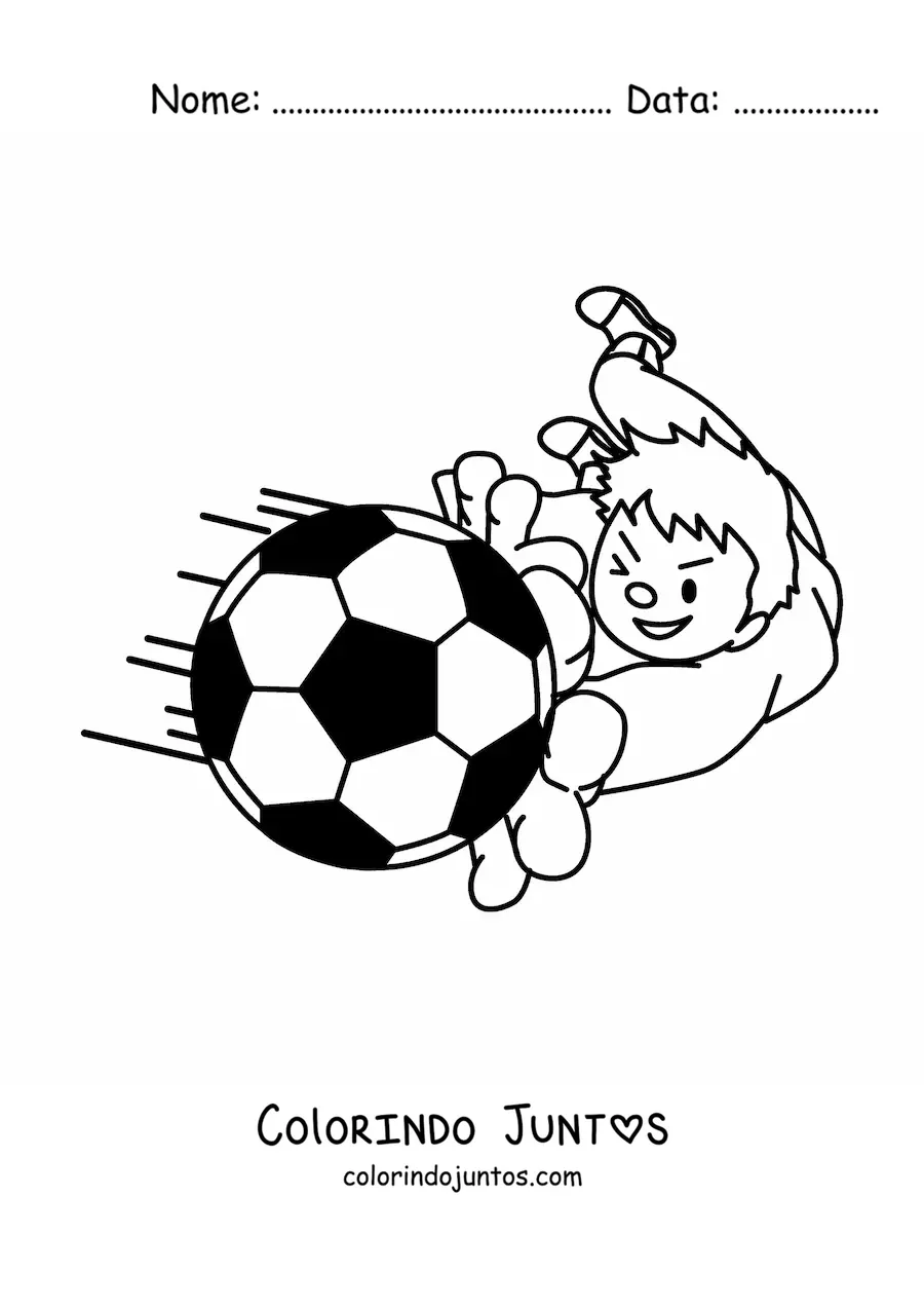 Desenho para colorir de um goleiro agarrando a bola com as mãos