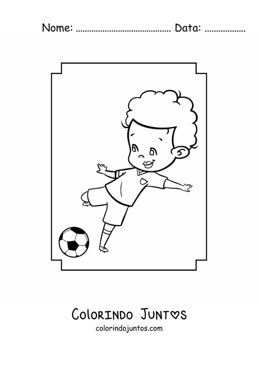 Desenho para colorir de um jogador de futebol kawaii