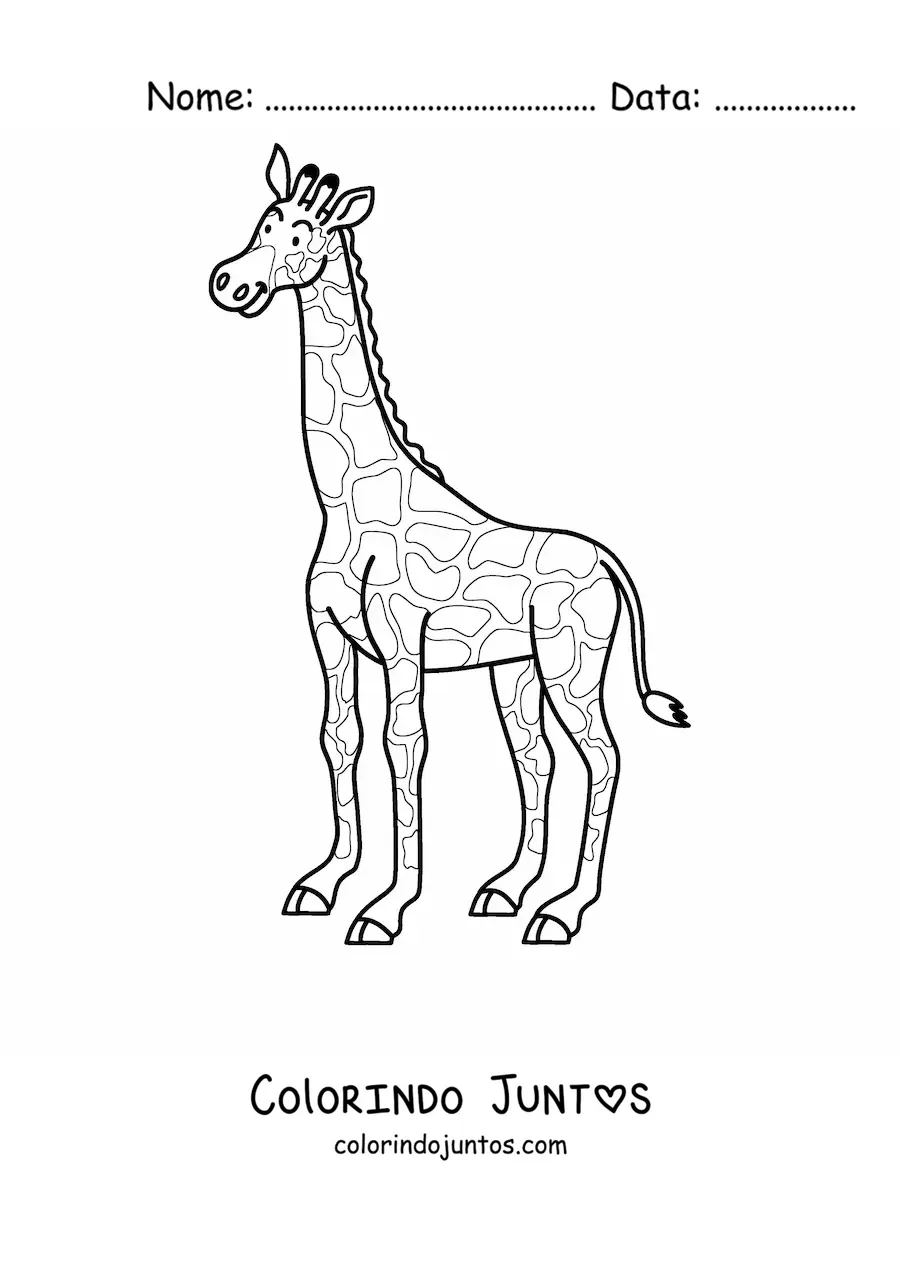 Desenho para colorir de uma girafa olhando para a esquerda