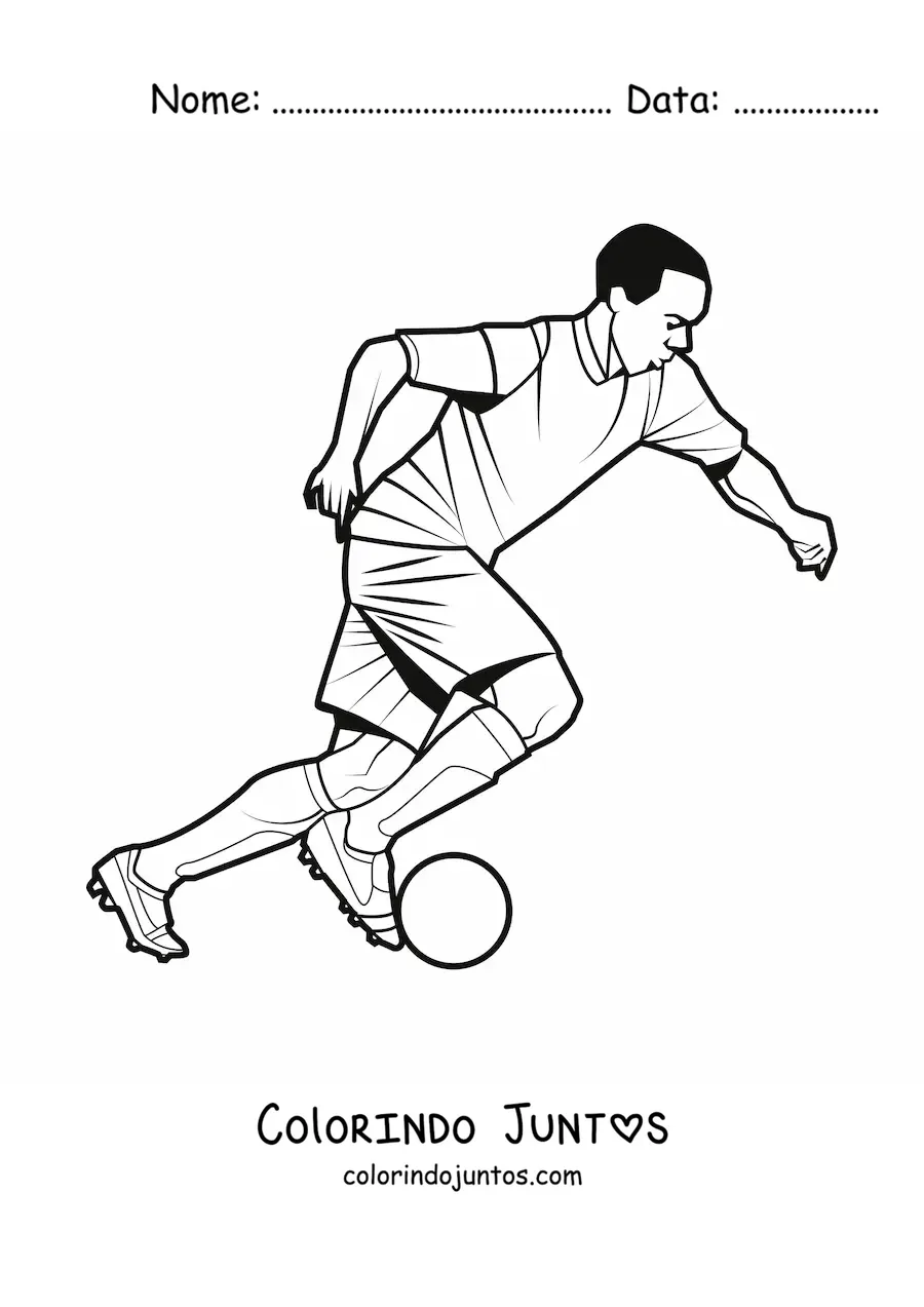 Desenho para colorir de um jogador de futebol profissional