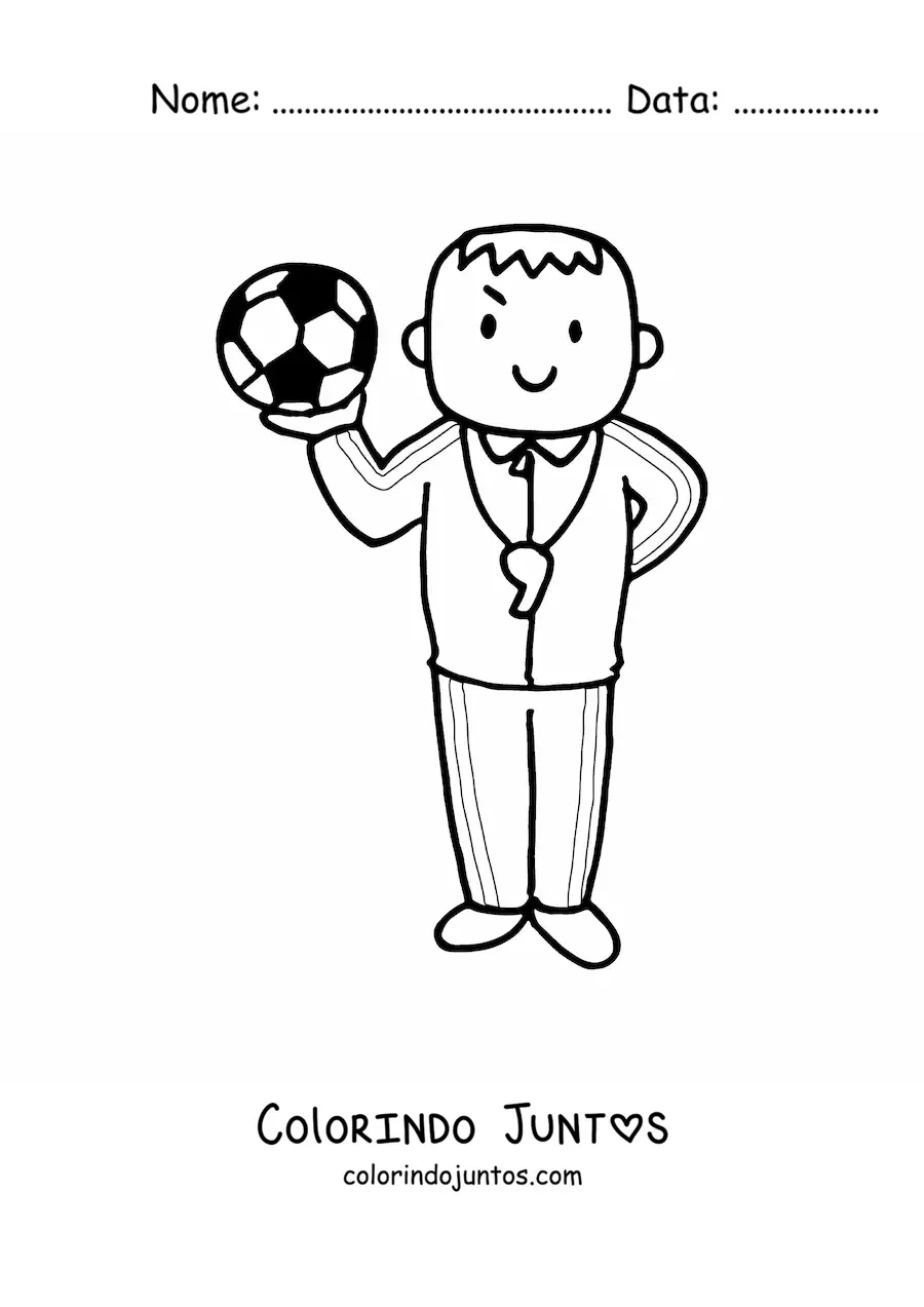 Desenho para colorir de um treinador de futebol