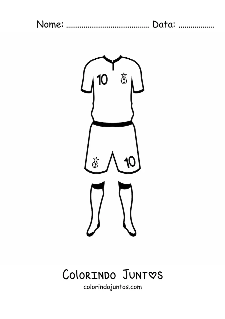 Desenho para colorir de um uniforme de futebol