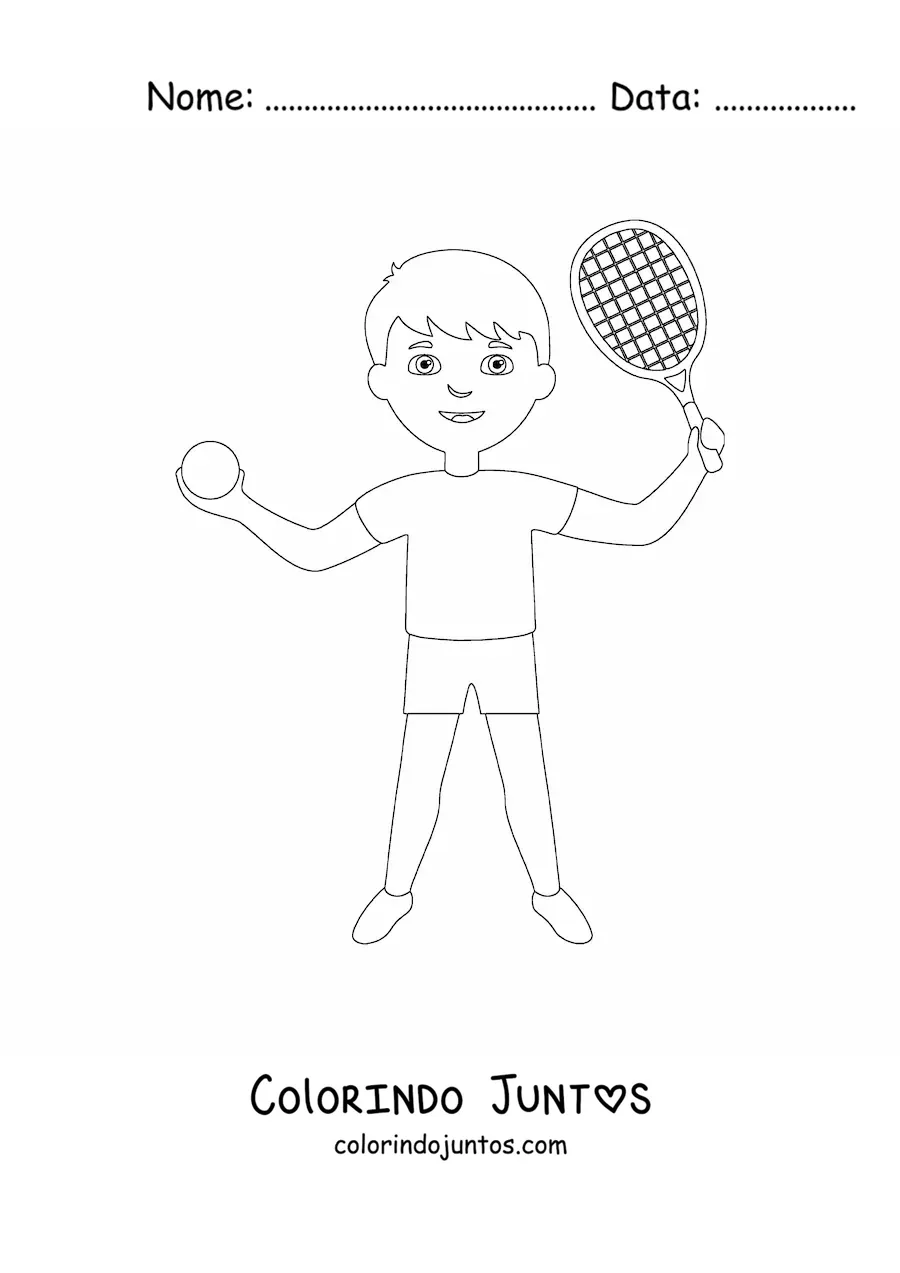 Desenho para colorir de um menino tenista