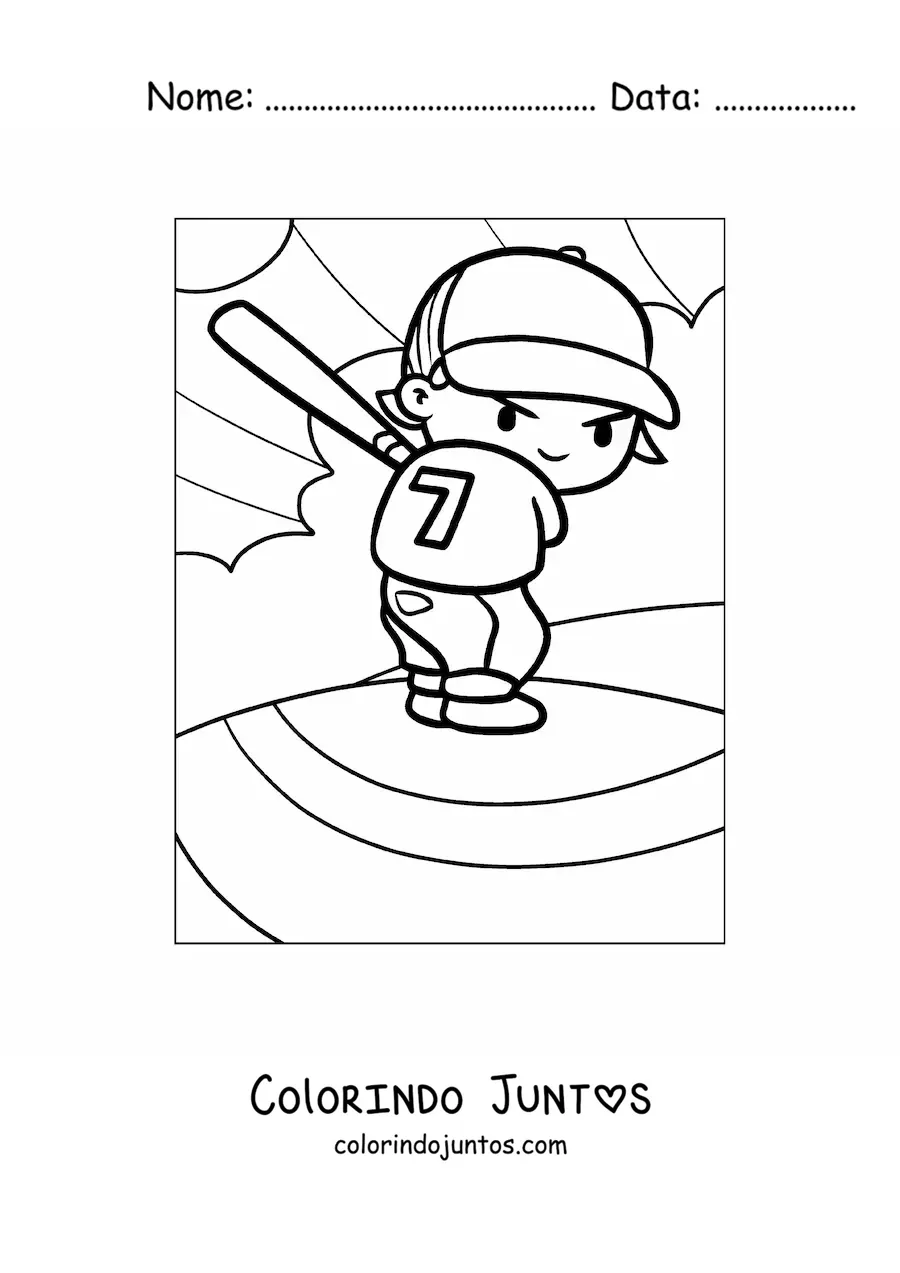 Desenho para colorir de um rebatedor de beisebol