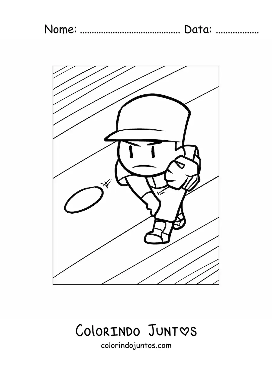 Desenho para colorir de um arremessador de beisebol