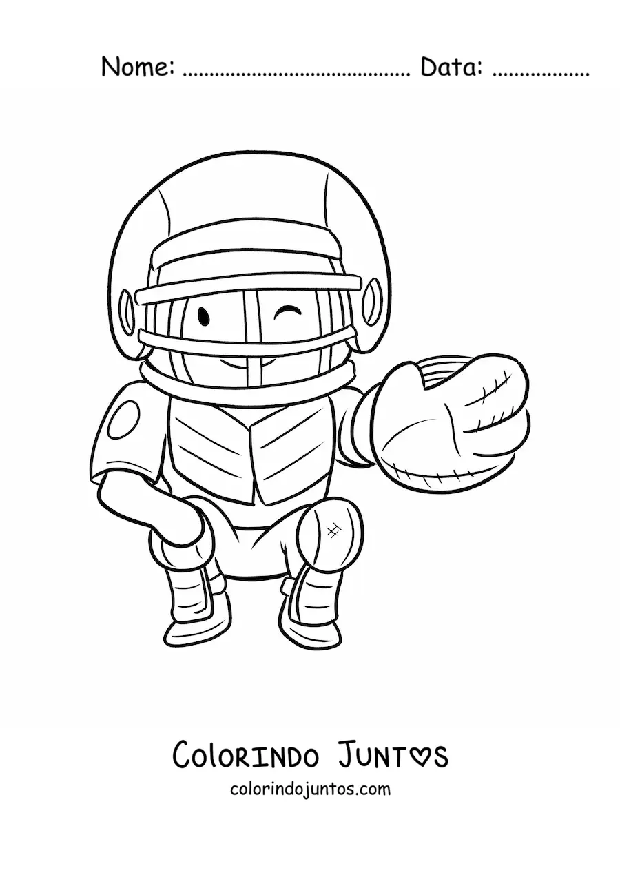 Desenho para colorir de um catcher kawaii