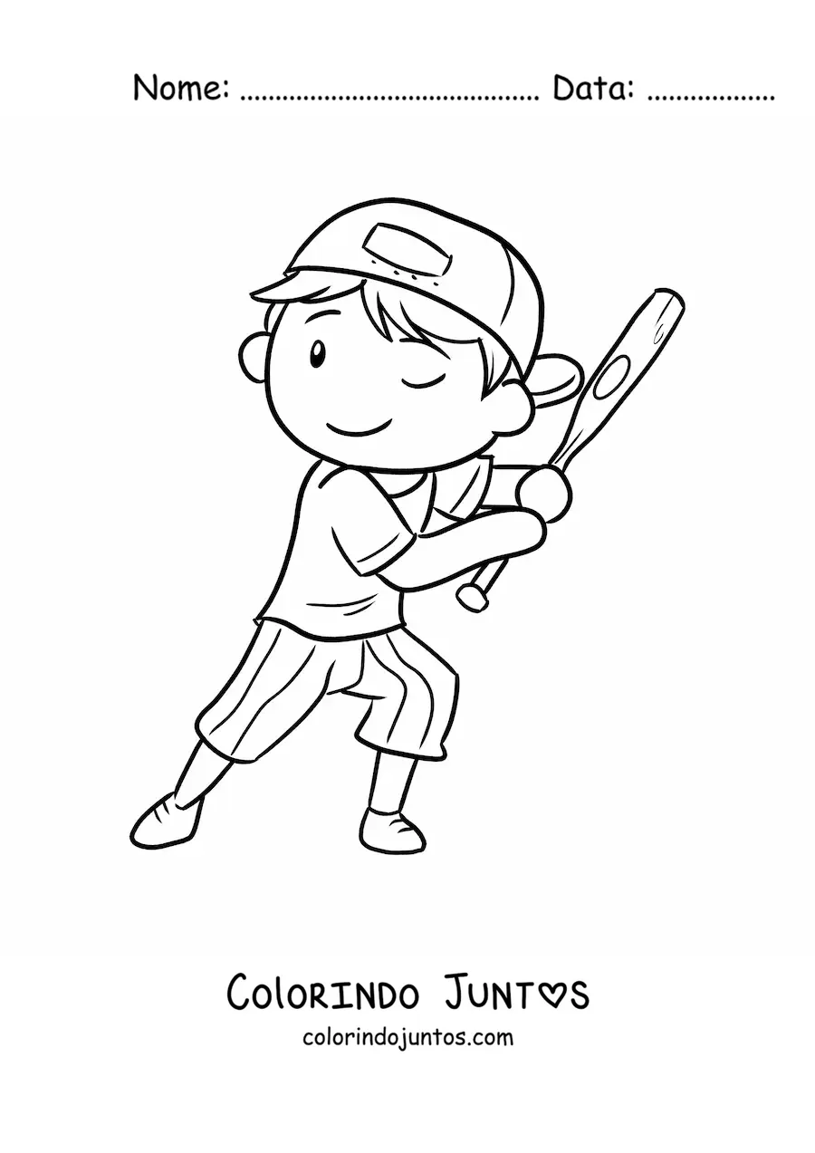 Desenho para colorir de um jogador de beisebol rebatendo