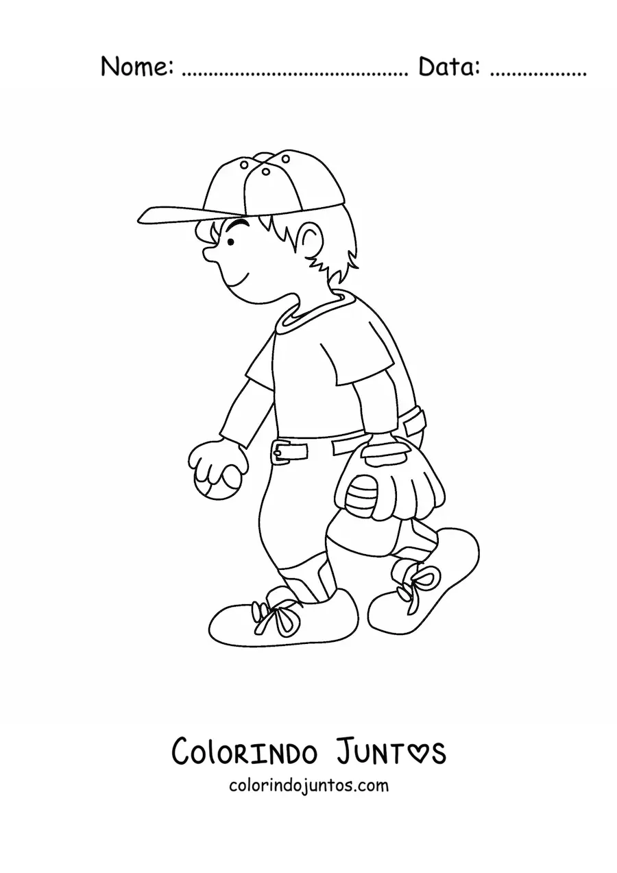 Desenho para colorir de um desenho de um jogador de beisebol
