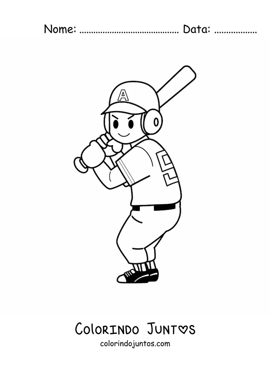 Desenho para colorir de um jogador de beisebol