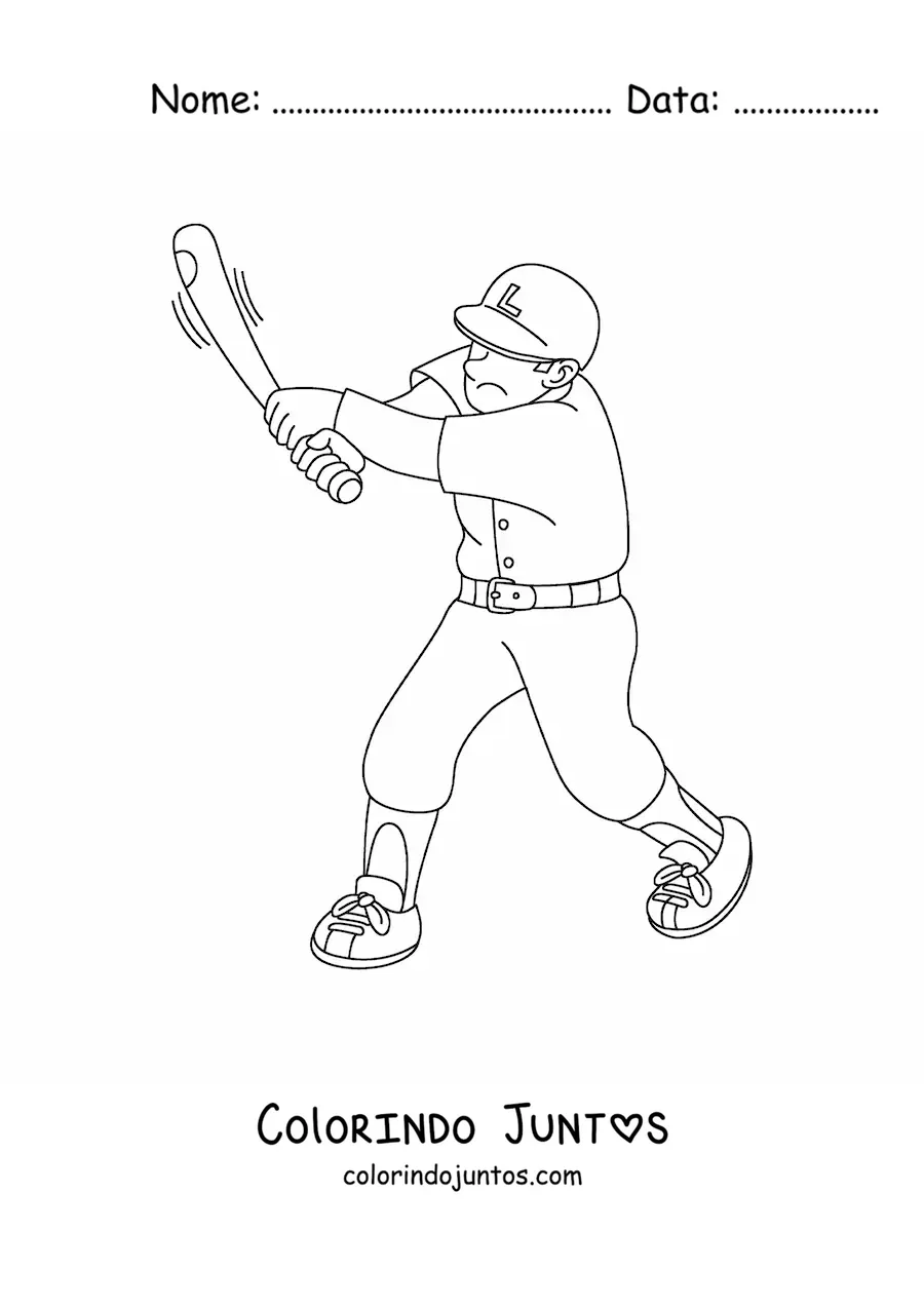 Desenho para colorir de um jogador rebatendo