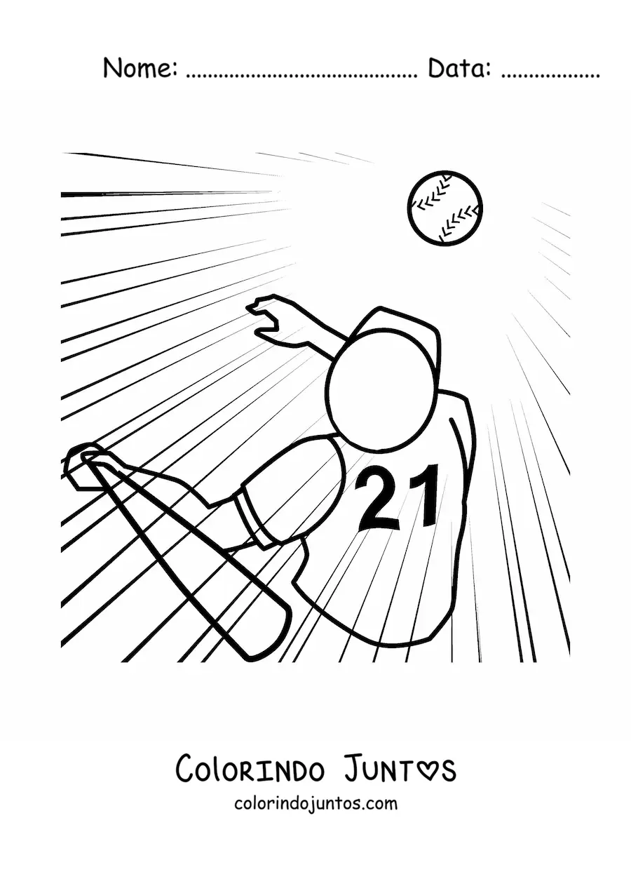 Desenho para colorir de um jogador rebatendo a bola