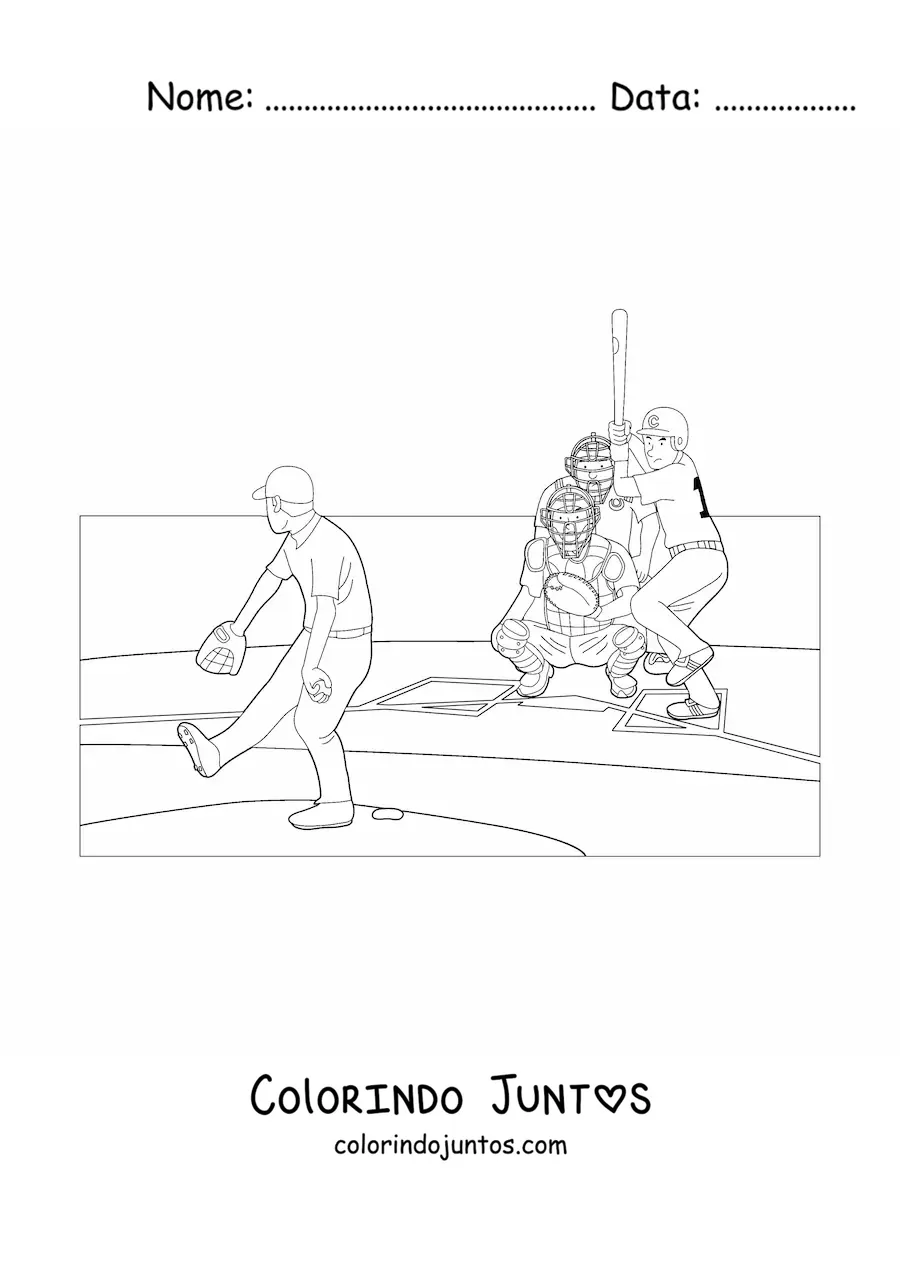 Desenho para colorir de uma partida de beisebol