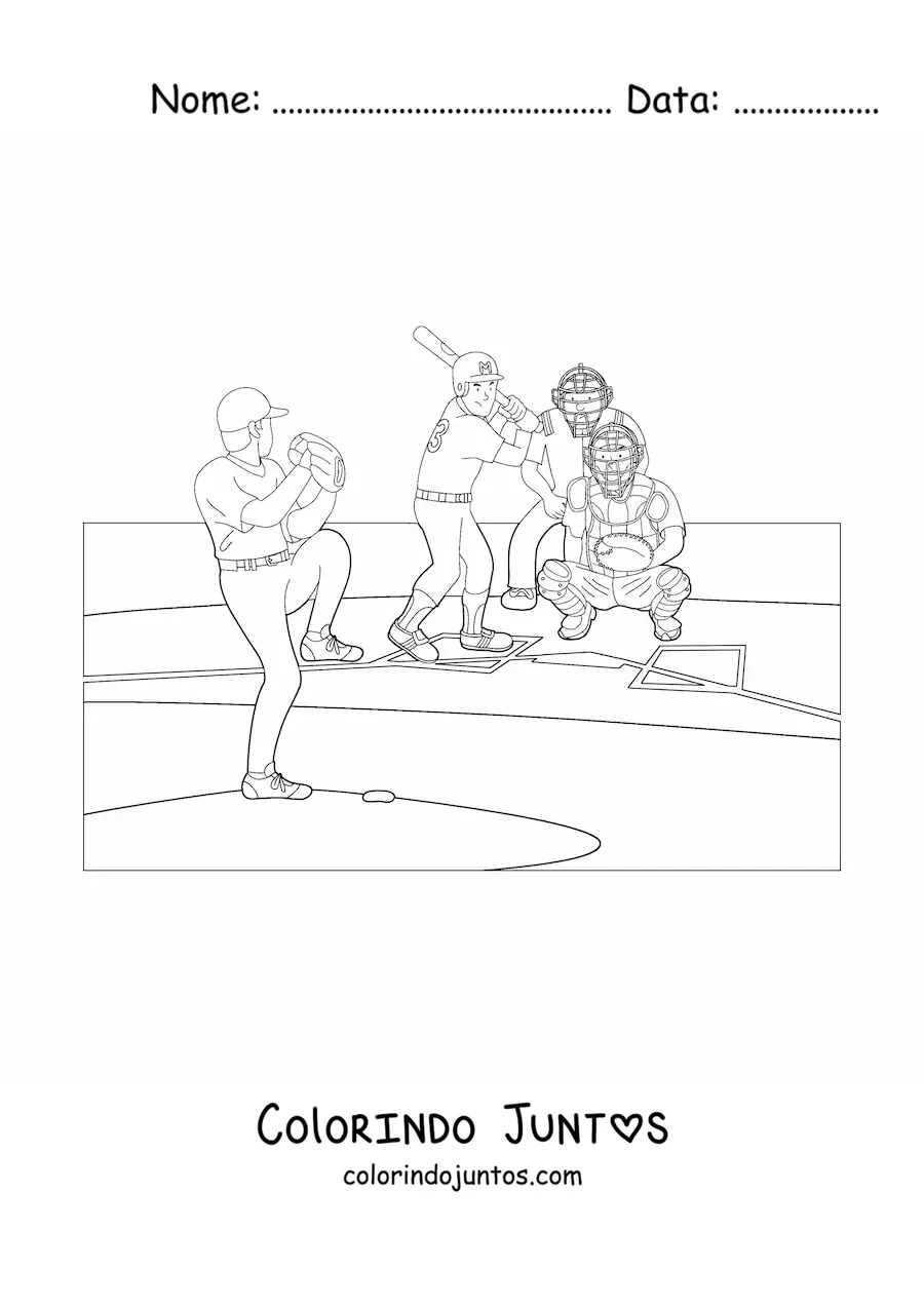 Desenho para colorir de um jogo de beisebol