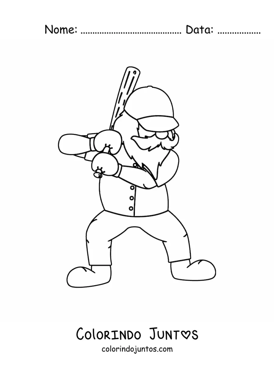Desenho para colorir de um Papai Noel beisebolista