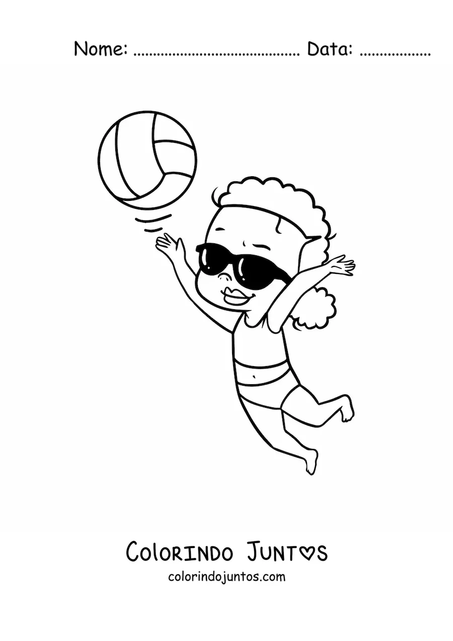 Desenho para colorir de um saque de vôlei de praia