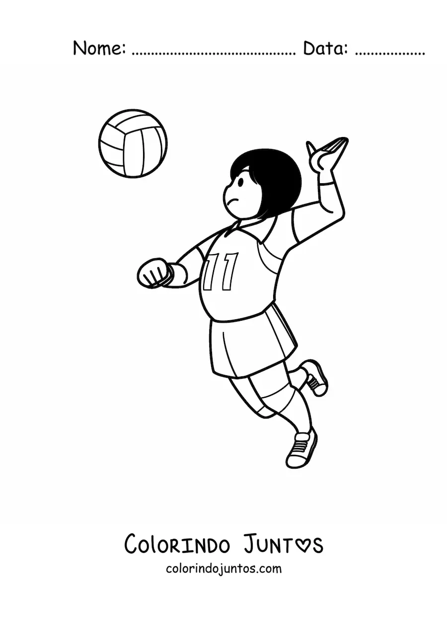 Desenho para colorir de uma cortada de vôlei