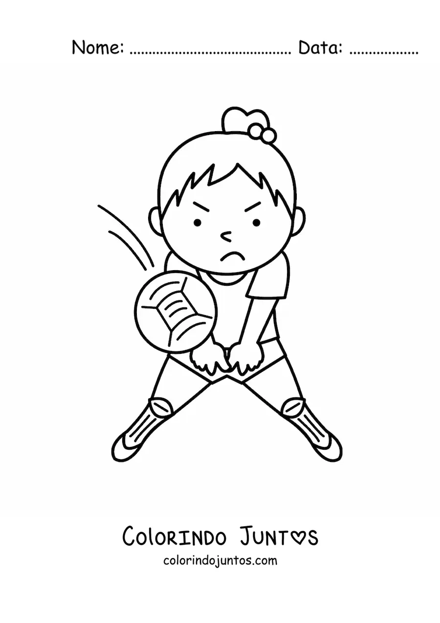 Desenho para colorir de uma menina fazendo uma manchete