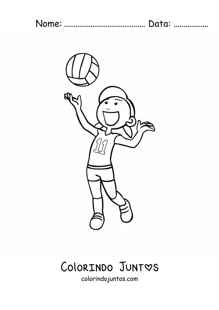 Desenho para colorir de um saque de vôlei
