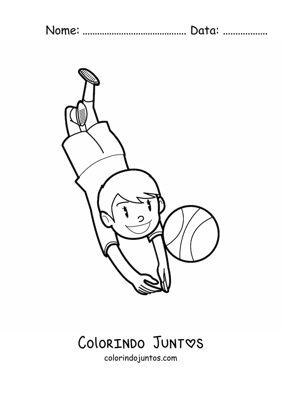 Desenho para colorir de um menino jogando vôlei